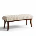 Upholstered bench with wooden legs in cream color 120 x 40 x 45cm