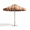 Striped outdoor umbrella with steel frame and 250cm diameter canopy