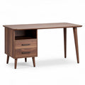 Wooden modern desk with two drawers and open shelf for home office 120 x 60 x 75cm
