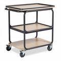 Rolling utility cart with wooden shelves and metal frame 60 x 40 x 80cm