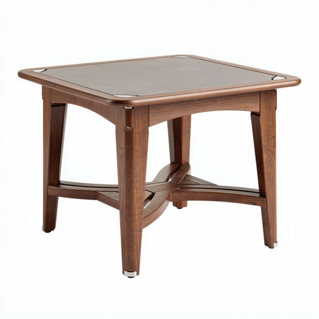 Wooden side table with glass top 60 x 60 x 45cm for living room use