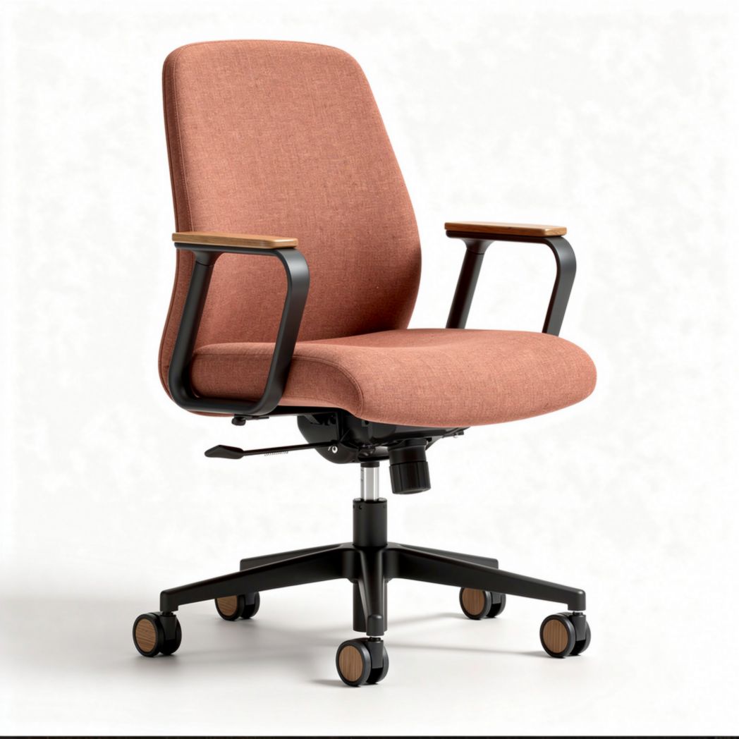 Office chair with ergonomic design and adjustable height in terracotta fabric 60 x 60 x 100cm