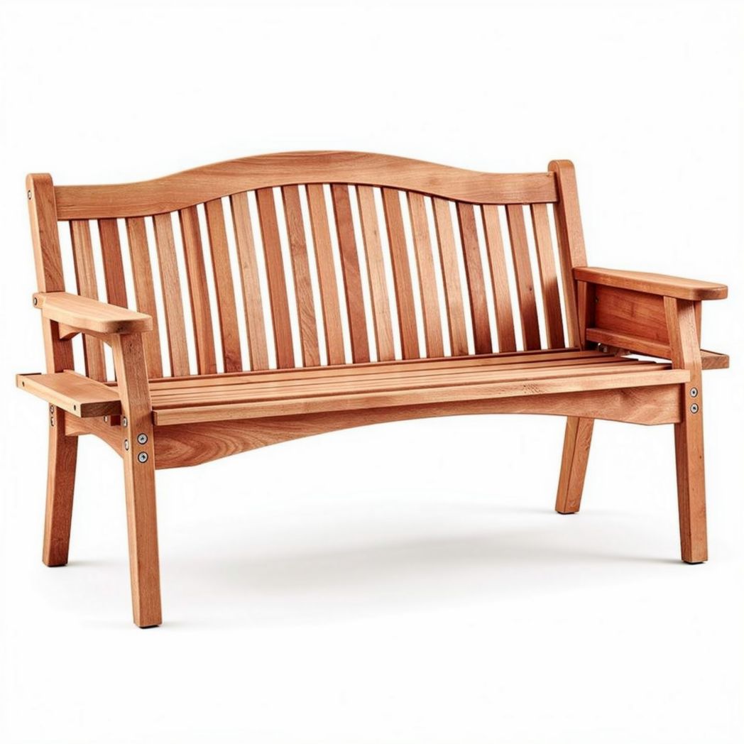 Outdoor wooden bench crafted from durable hardwood measures 150 x 60 x 80cm